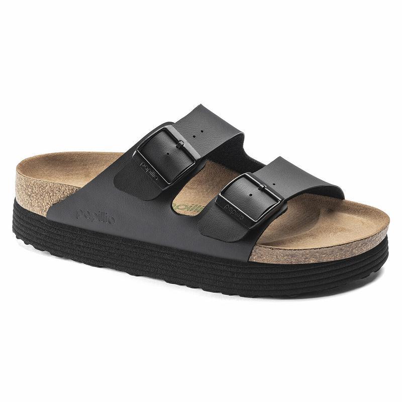 Arizona Birkenstock Papillio Platforme Vegan Birko Flor Damske Čierne | SK 1QMA